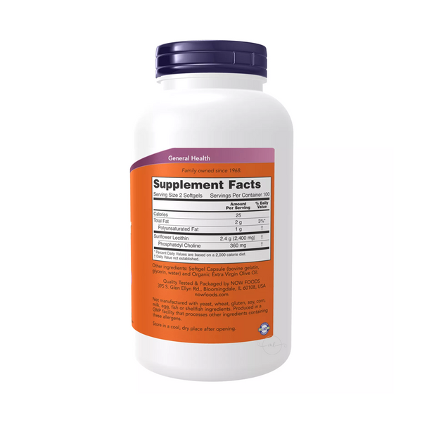 Now Foods SUNFLOWER LECITHIN 1200 mg / 200 capsules
