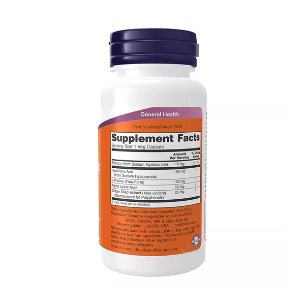 Now Foods Hyaluronic acid + L-proline + ALA acid, 60 vegetarian capsules