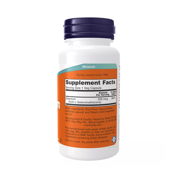 Now Foods SELENIUM L-selenomethionine 200 mcg / 90 vegetarian capsules