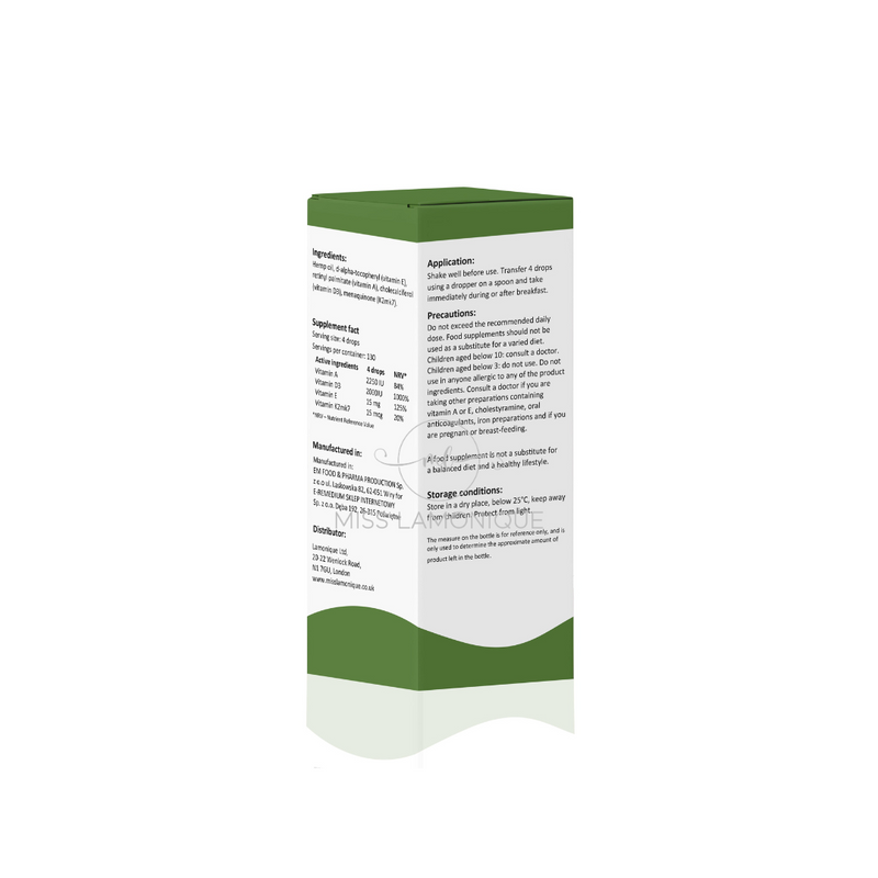 Slavito HelioVit ADEK 20 ml vitamins A, D3, E and K2MK7 - Dr Hubert Czerniak