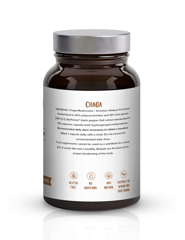 Biowen Chaga mushroom extract 400 mg - 40% polysaccharides, 30% beta-glucans - capsules