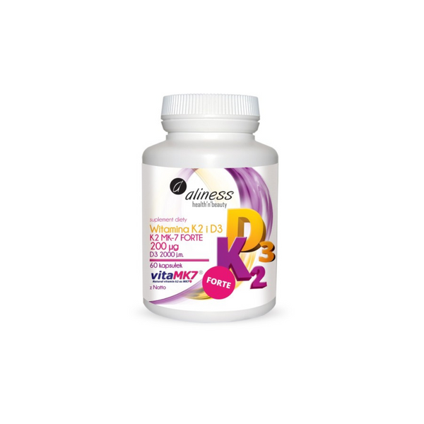 Aliness VITAMIN K2 MK-7 200mcg + D3 2000jm FORTE, 60 capsules