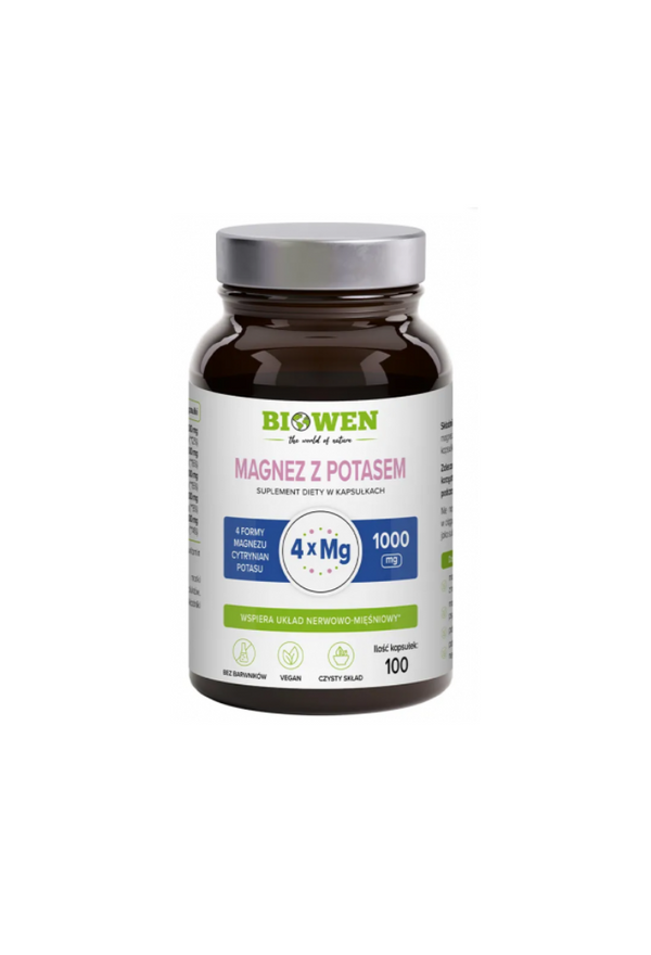 Biowen New Magnesium with potassium 1000 mg, 100 vegan capsules