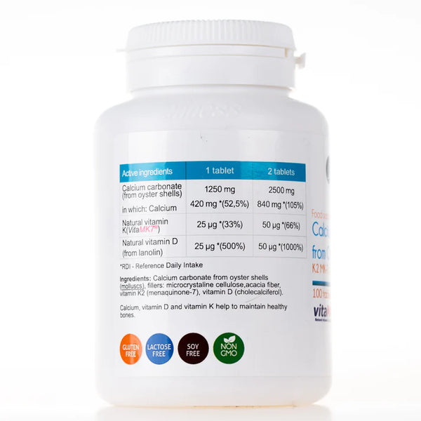 Aliness Calcium from oyster shells with K MK7 and D3 100 capsules