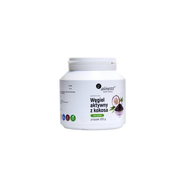 Aliness Activated carbon from coconut "FOOD GRADE", powder 200 g