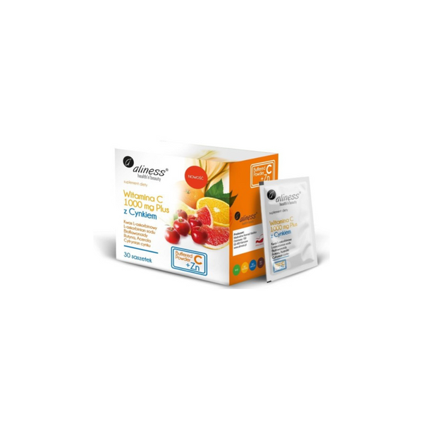 Aliness Vitamin C 1000 mg with ZINC PLUS bioflavonoids, rutin, acerole, 30 sachets