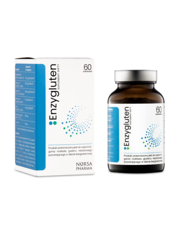 Norsa Pharma ENZYGLUTEN Gluten breakdown DIGESTIVE ENZYMES Betaine, 60 capsules