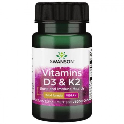 Swanson Vitamins D3 & K2  - 60 vcaps