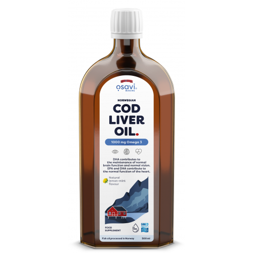 P* Osavi Norwegian Cod Liver Oil - 1000mg Omega 3 (Lemon-Mint)  - 500 ml. EXPIRY DATE 22.05.2027